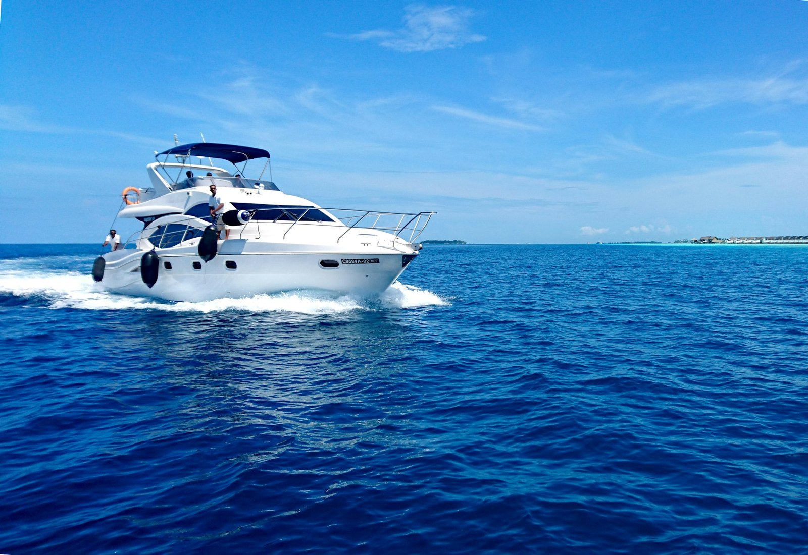 Luxury yacht on Cancun turquoise waters