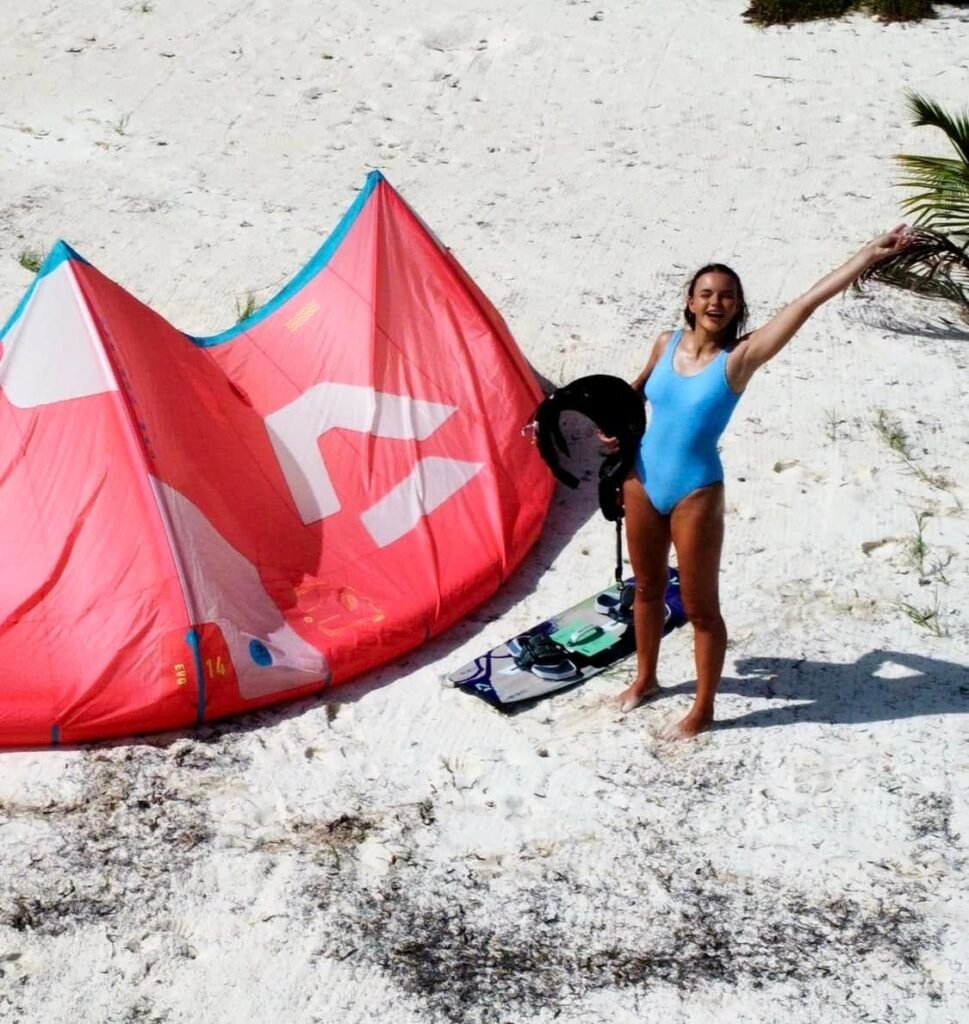 Kiteboarding on the beach at Isla Blanca Cancun