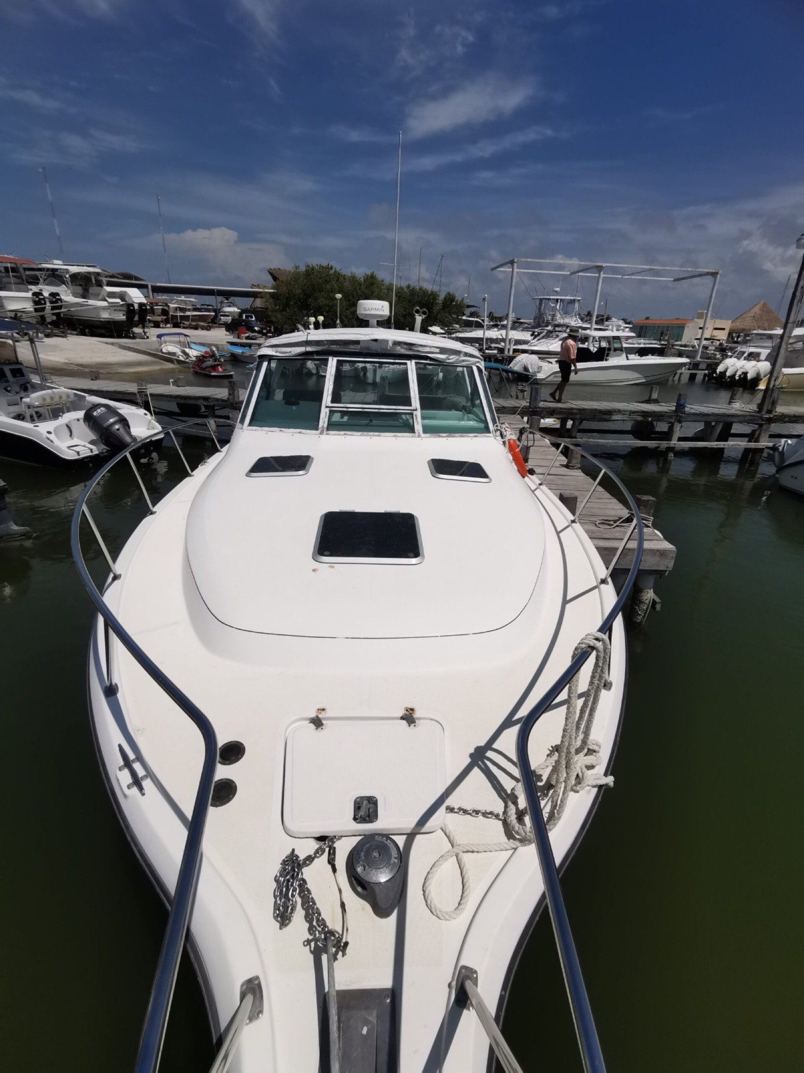 Tiara 34 ft convertible motor yacht docked at Marina Yucalpetén in Progreso Yucatán