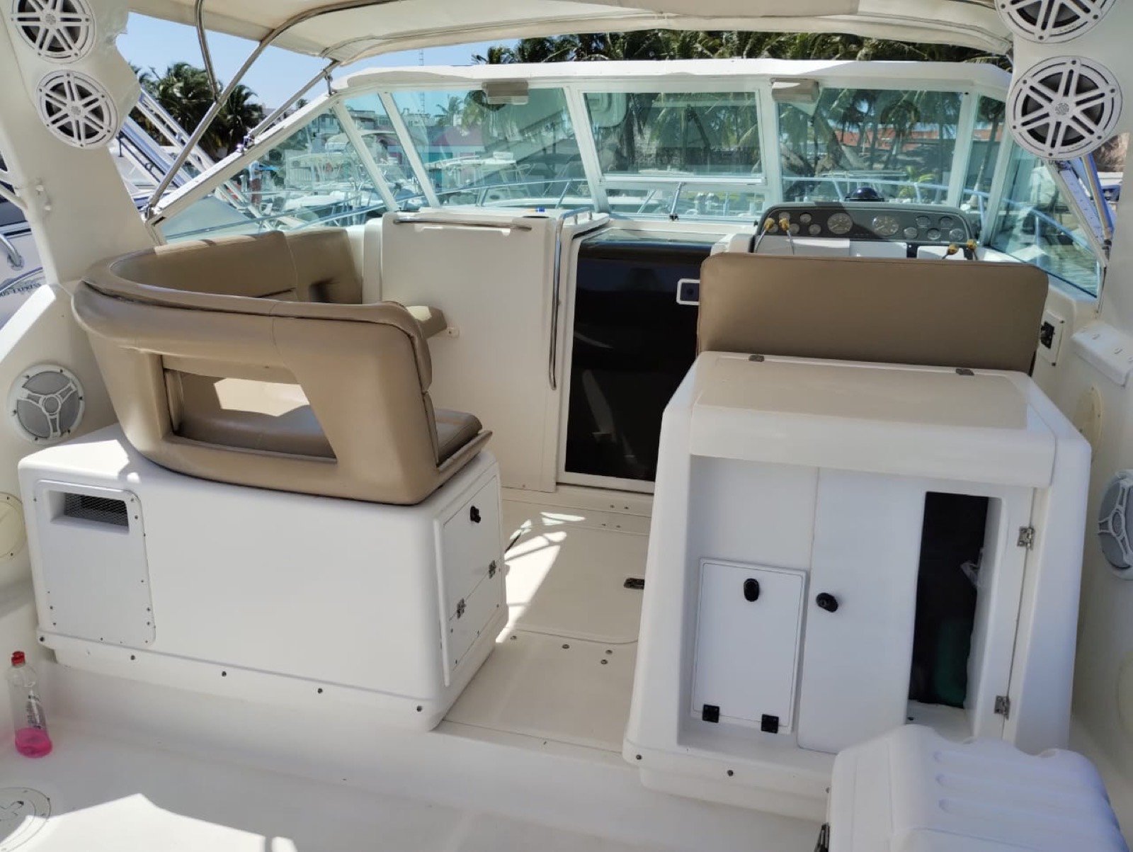 Tiara 34 ft convertible motor yacht docked at Marina Yucalpetén in Progreso Yucatán